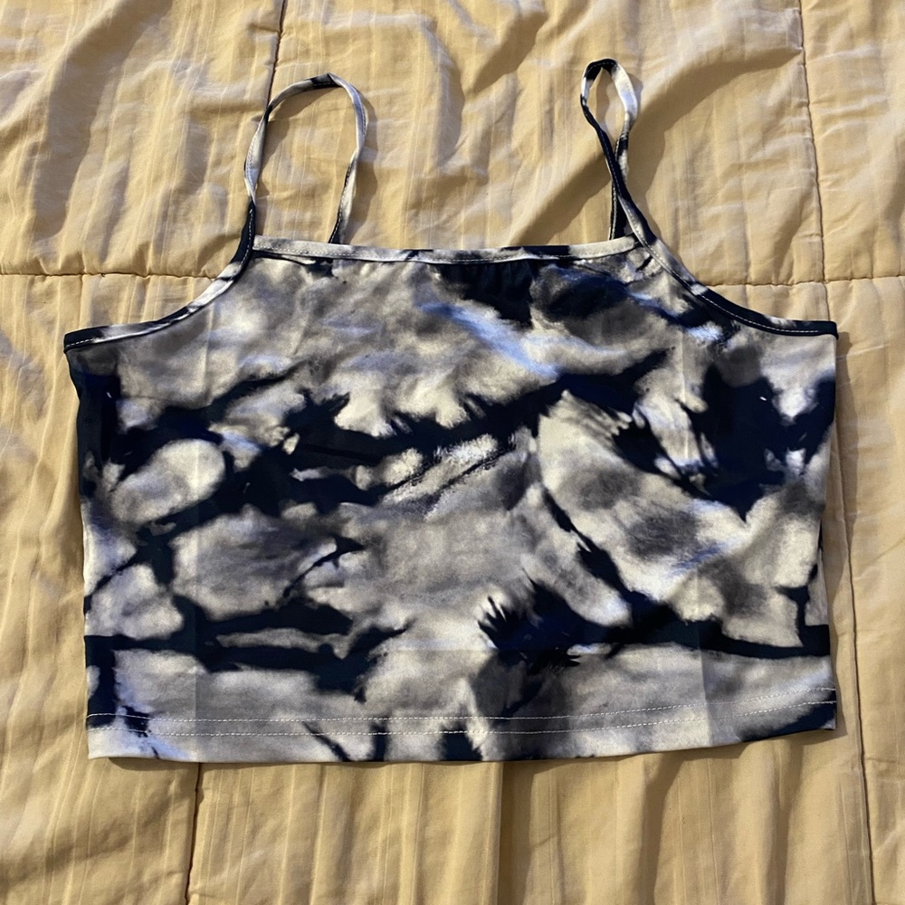 Dark Blue and white crop top